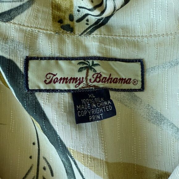 Tommy Bahama 100% Silk Men's Hawaiian Leaf Print Tropical Luau Vacation Shirt XL - Picture 3 of 6